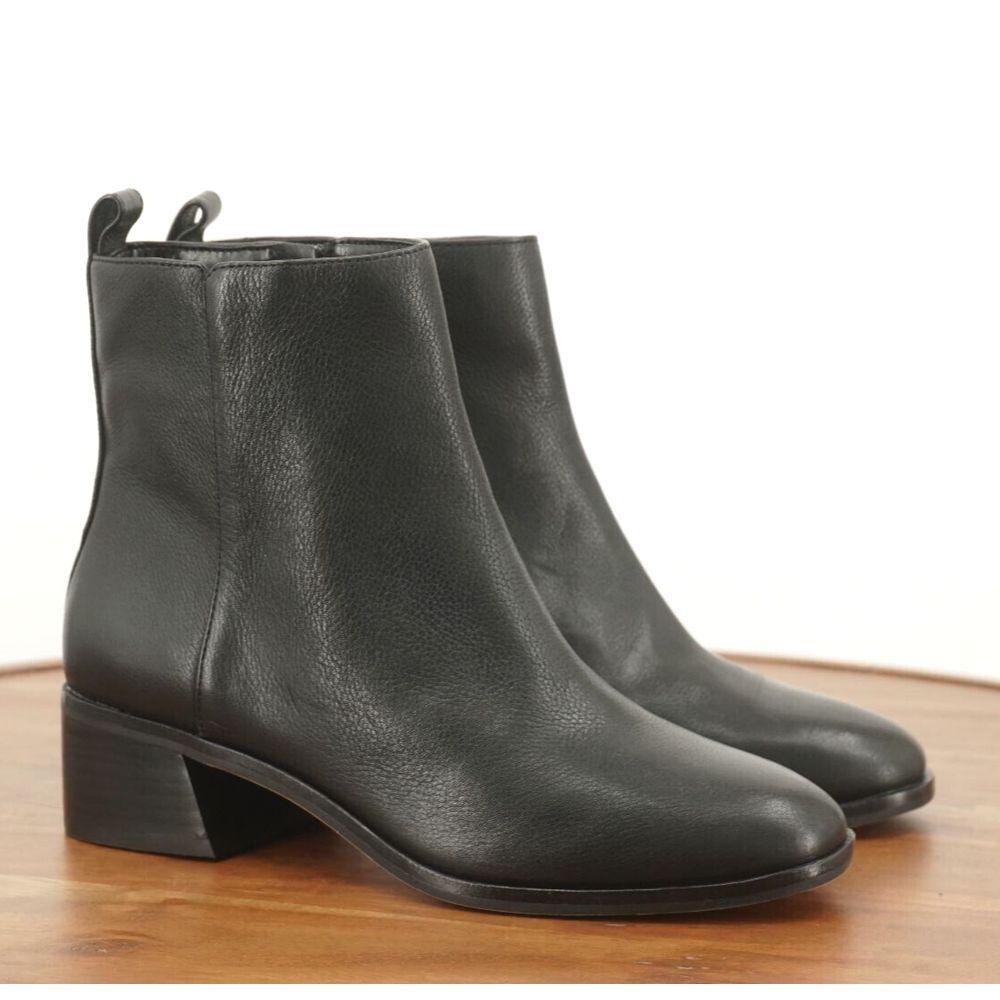 Vince Camuto Womens Jerlindi Ankle Boots Block Heel Zip Up Black Leather Sz 6M